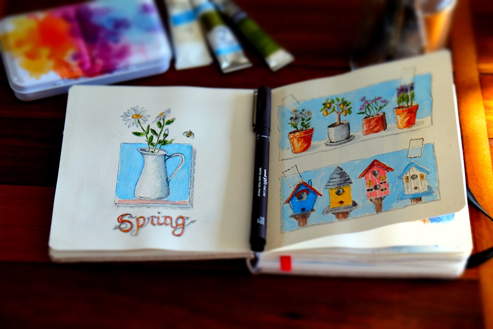 "Spring Collage Spread" Original Artwork by Lisa Saul