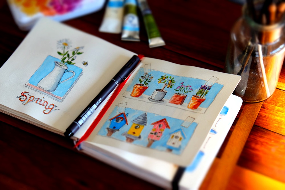 "Spring Collage Spread" Original Artwork by Lisa Saul