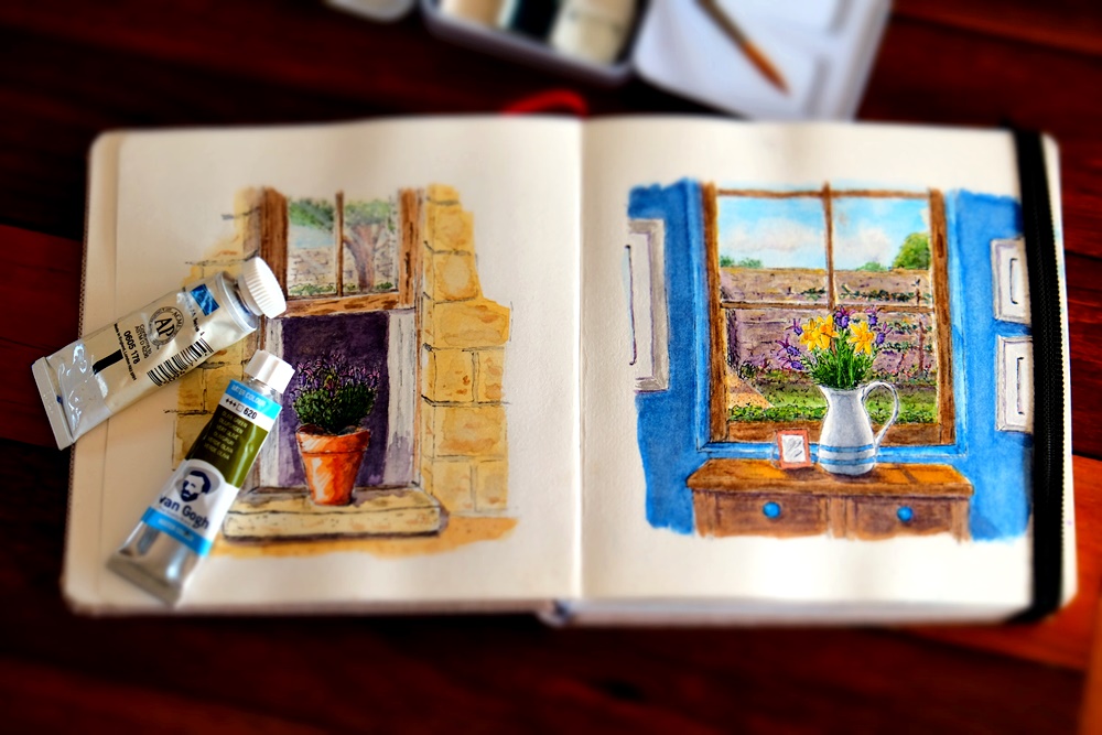 "Tuscan Window Spread" Original Artworks by Lisa Saul
