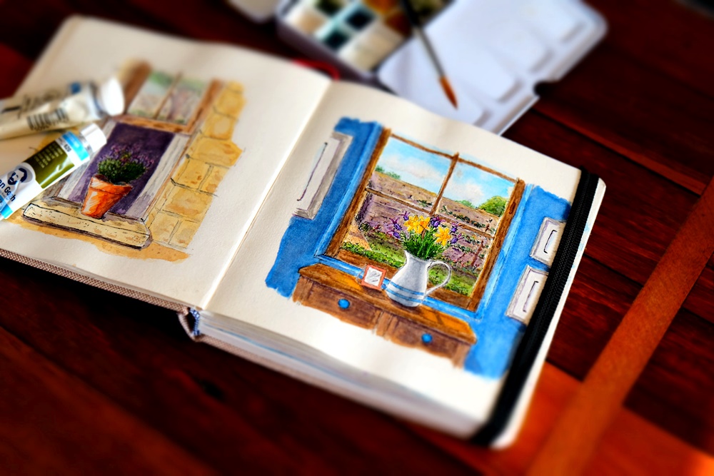 "Tuscan Window Spread" Original Artworks by Lisa Saul