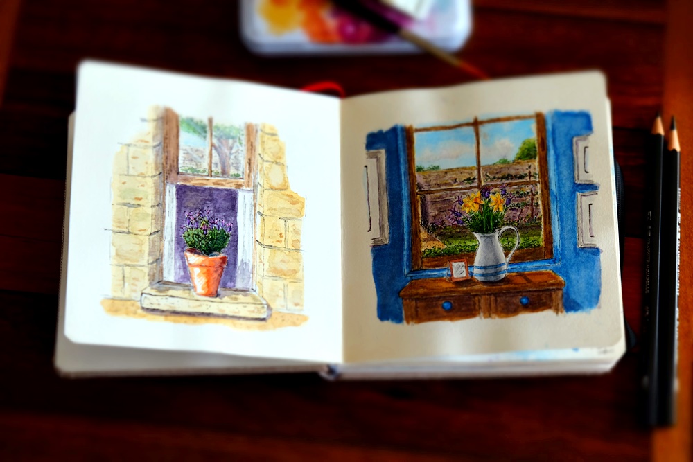 "Tuscan Window Spread" Original Artworks by Lisa Saul