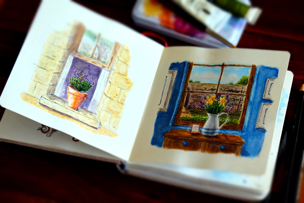 "Tuscan Window Spread" Original Artworks by Lisa Saul