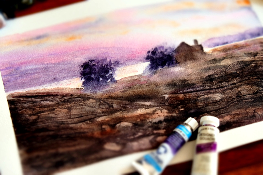 "Hazy Pink Dawn" Original Artwork by Lisa Saul