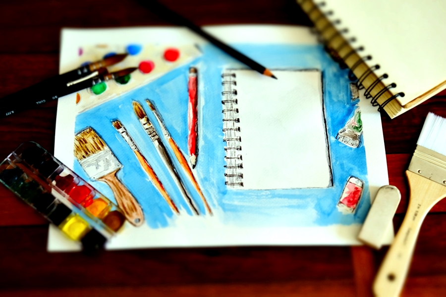 "Art Supplies Ready" - Original Artwork by Lisa Saul