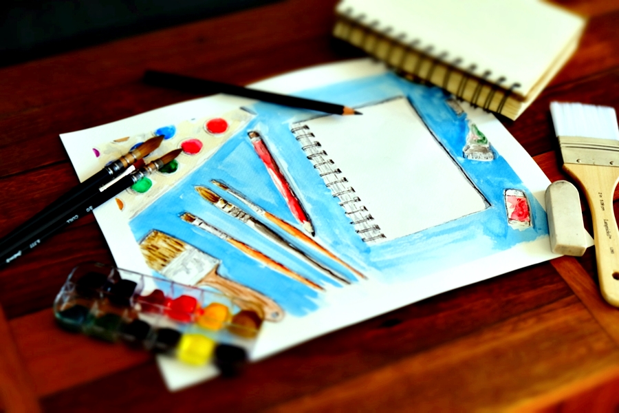 "Art Supplies Ready" - Original Artwork by Lisa Saul