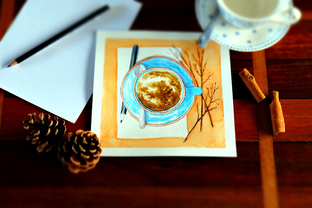 "But first, coffee." Original Artwork by Lisa Saul