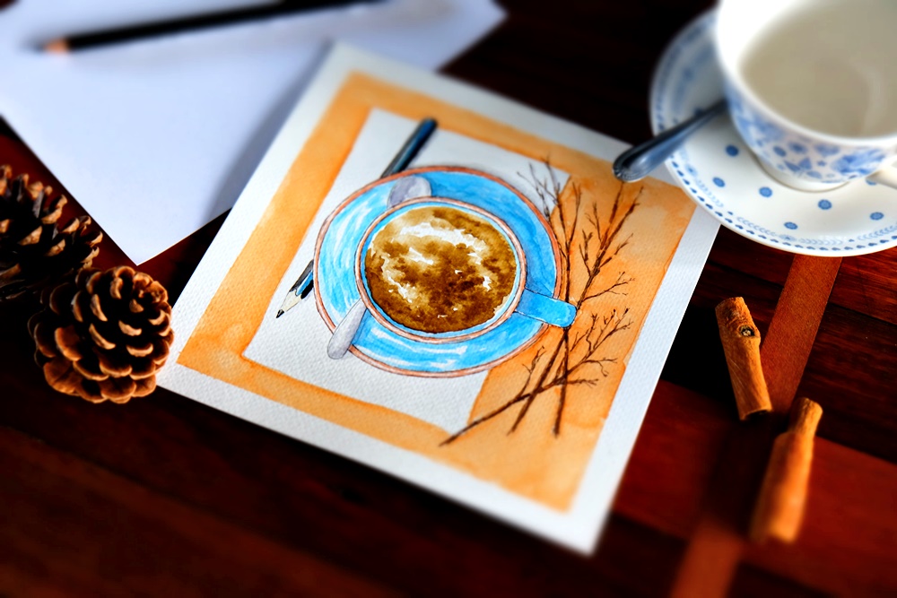 Original art by Lisa Saul 1 088 "But first, coffee." Original Artwork by Lisa Saul