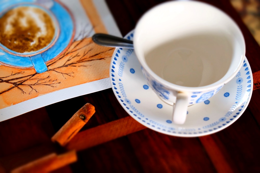 "But first, coffee." Original Artwork by Lisa Saul