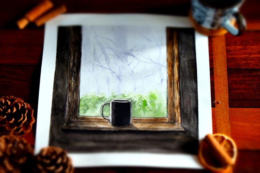"Misty Morning Window" Original Artwork by Lisa Saul