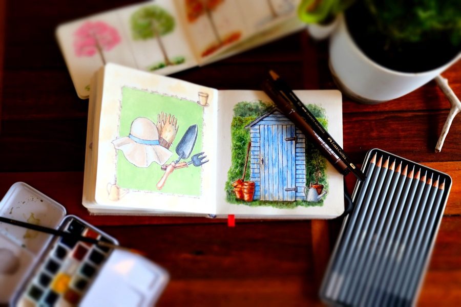 "The Potting Shed" Original Art by Lisa Saul