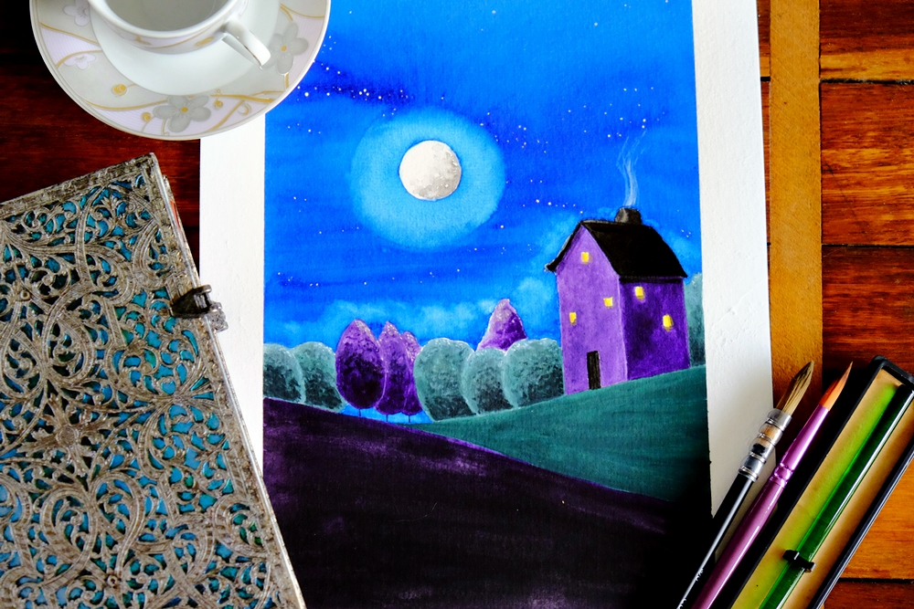 "Moonlight Shadows" Original Art by Lisa Saul.