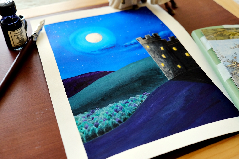 "Castle on the Hill" - Original Artwork by Lisa Saul.