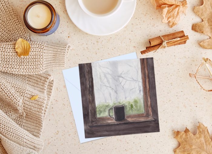 "Misty Morning Window": 10 Folded Cards (white envelopes)