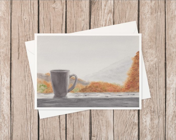 "Coffee on the Balcony": 10 Folded Cards TWO SIZES (white envelopes)