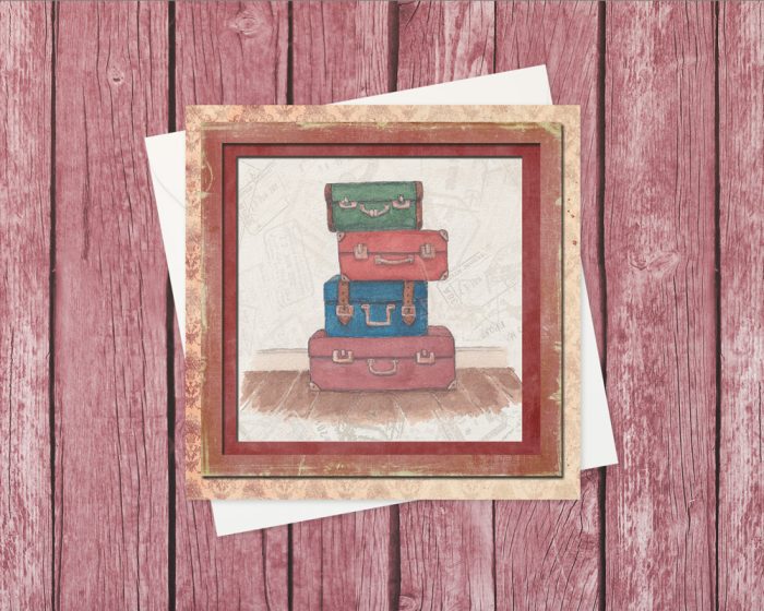"Suitcases": 10 Folded Cards (off-white envelopes)
