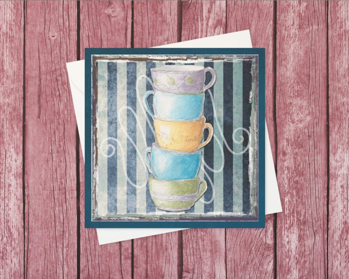 "Teacup Stack": 10 Folded Cards (white envelopes)