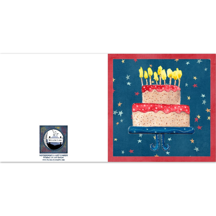 "Whimsical Birthday Cake": 10 Folded Cards (white envelopes) - Image 3