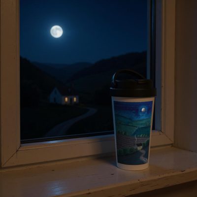 Stainless Steel Travel Mug: "Home by Moonlight"