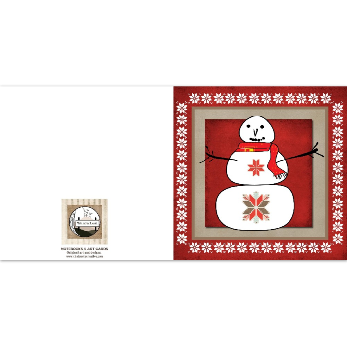 xmas "Woolly Scarf Snowman" v1: 10 Folded Cards (white envelopes) - Image 2