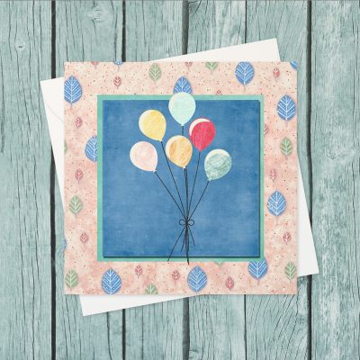 "Happy Birthday - Balloons" (US & CA): 10 Folded Cards (white envelopes):