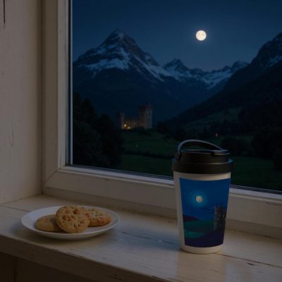 Stainless Steel Travel Mug: "Castle on the Hill"