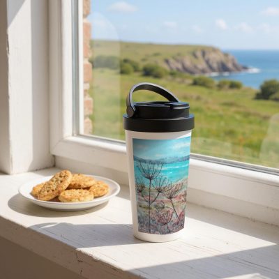 Stainless Steel Travel Mug: "Cow Parsley Coast"