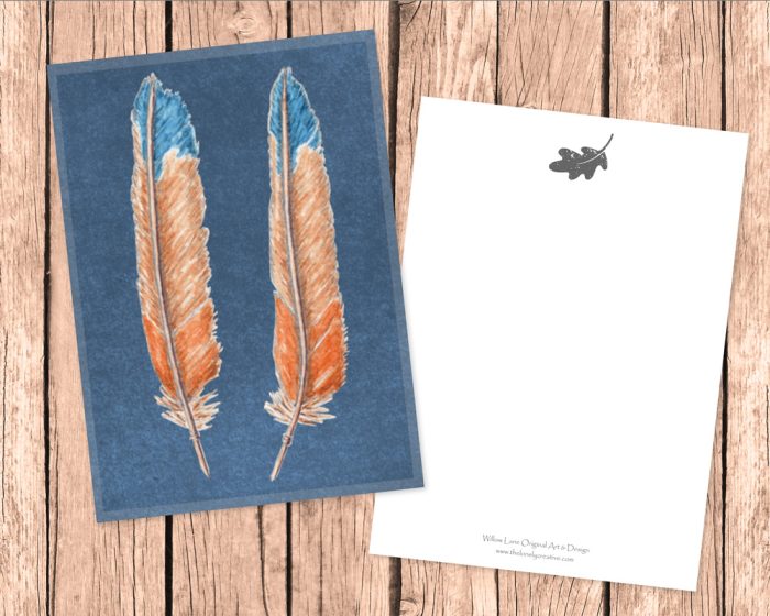 10 NOTELETS: “Boho Feathers” (US & CA)