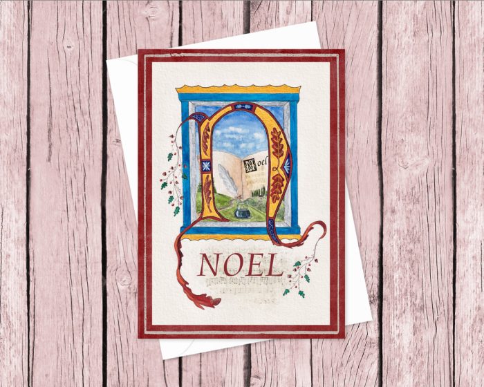 xmas "NOEL" (US & CA): 10 Folded Cards (white envelopes)