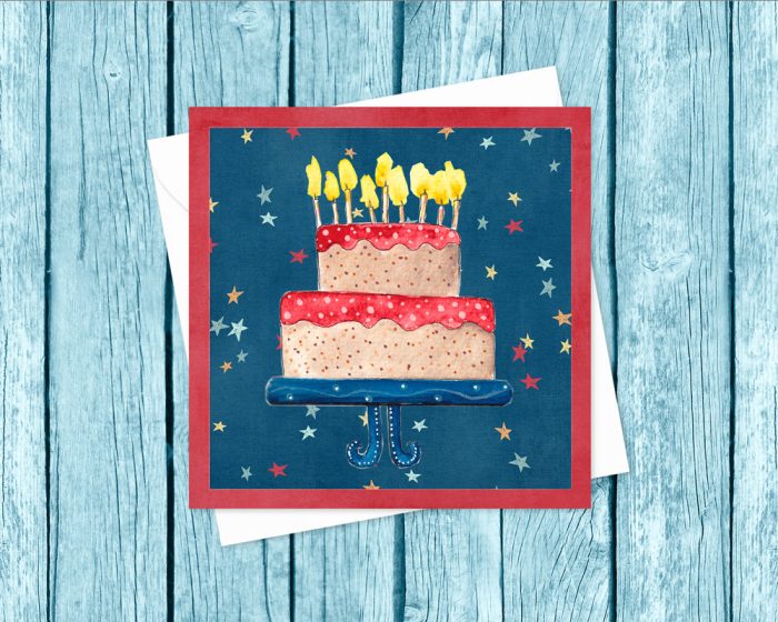 "Whimsical Birthday Cake": 10 Folded Cards (white envelopes)