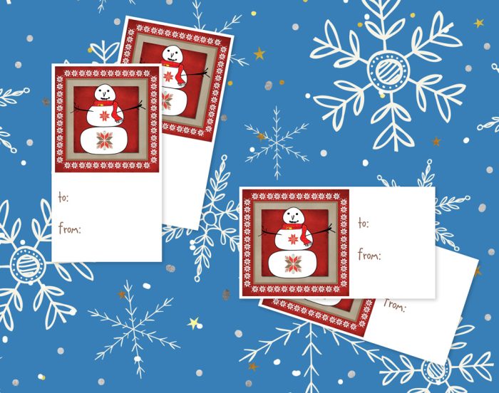 Gift Tags: “Woolly Scarf Snowman” v1 (US & CA)
