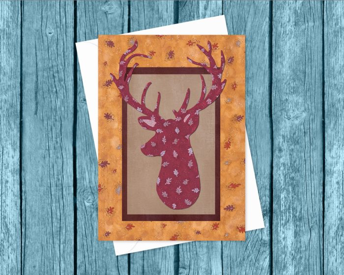 "Autumn Deer" v1: 10 Folded Cards TWO SIZES (white envelopes)