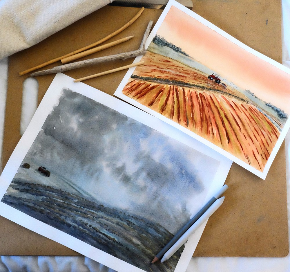 For our Farmers. Original Watercolours by Lisa Saul