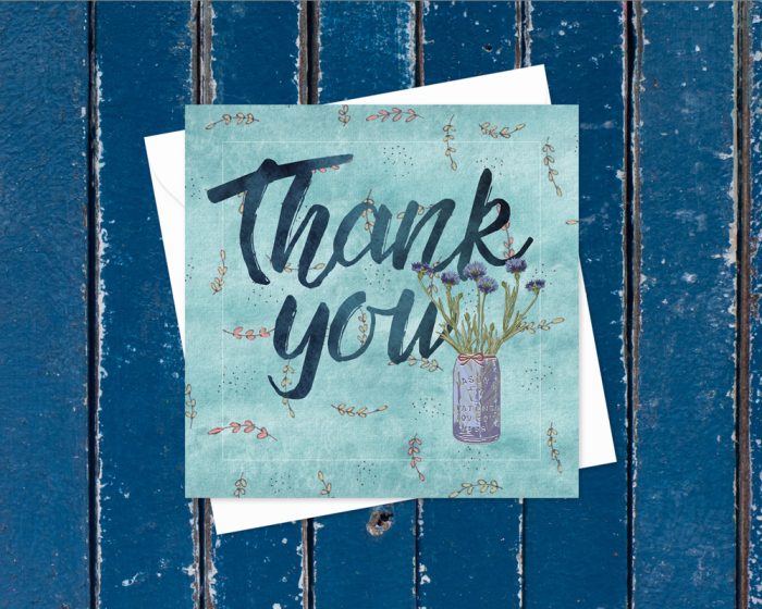 "Wildflowers & Whimsy" - Thank You Card (US & CA): 10 Folded Cards (white envelopes)