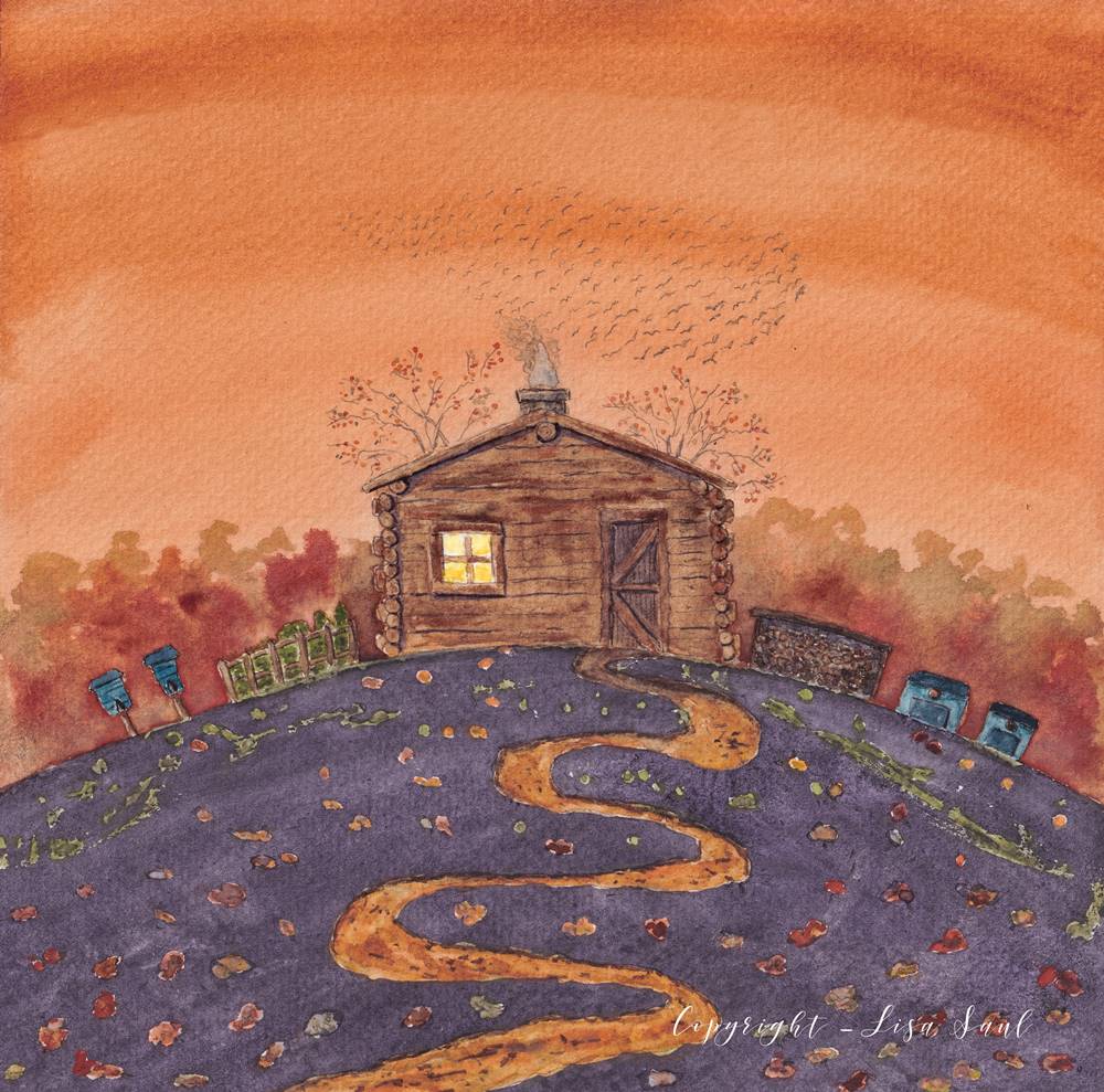 Watercolour and pen whimsical art