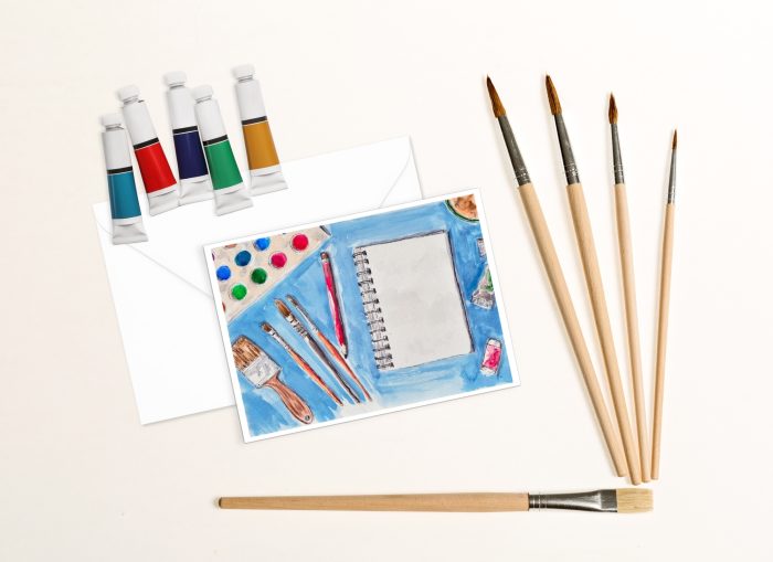 "Art Supplies Ready" (US & CA): 10 Folded Cards (white envelopes)