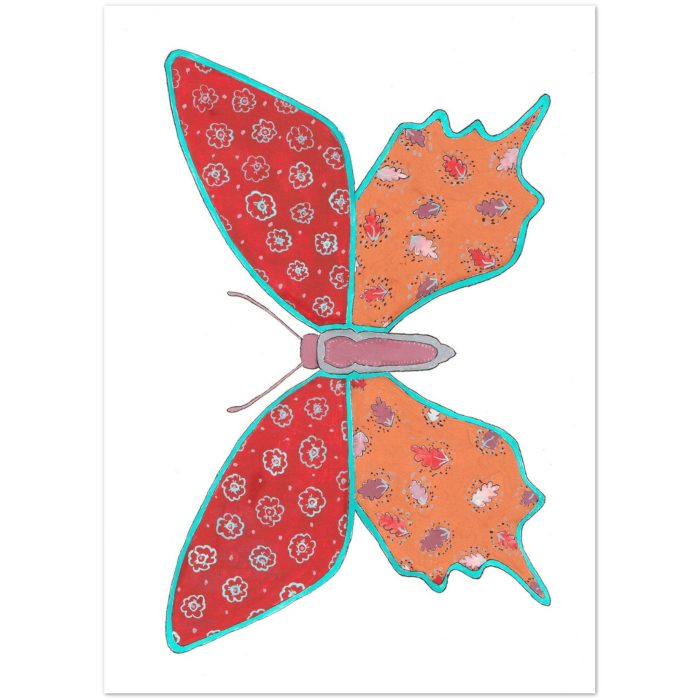 "Patchwork Butterfly" v1: 10 Folded Cards TWO SIZES (white envelopes) - Image 4