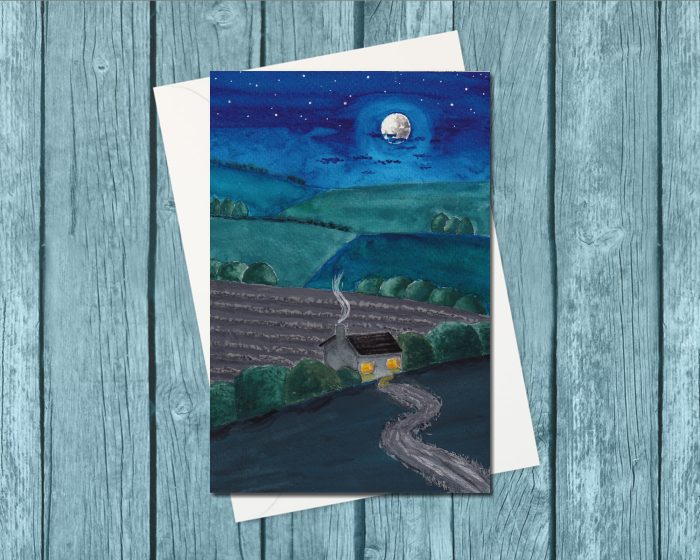 "Home by Moonlight" (US & CA): 10 Folded Cards (white envelopes)