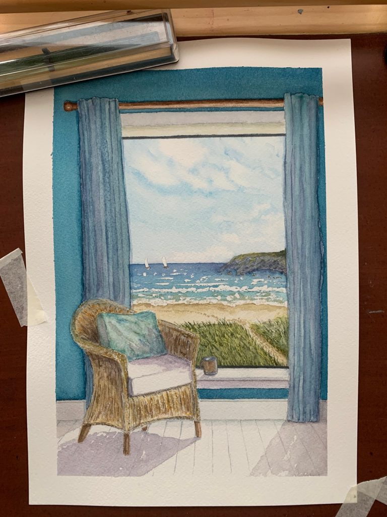 Sea View - Watercolour - A4 size. 
