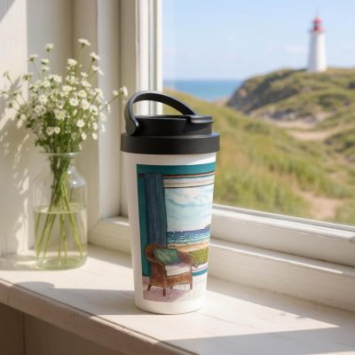 Stainless Steel Travel Mug: Sea View