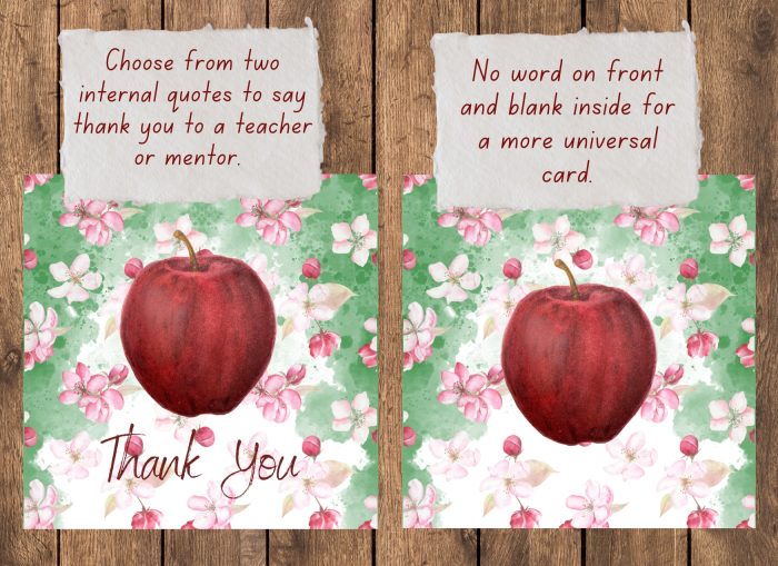 "An Apple for the Teacher" (US  CA): 10 Folded Cards (white envelopes) - Image 2