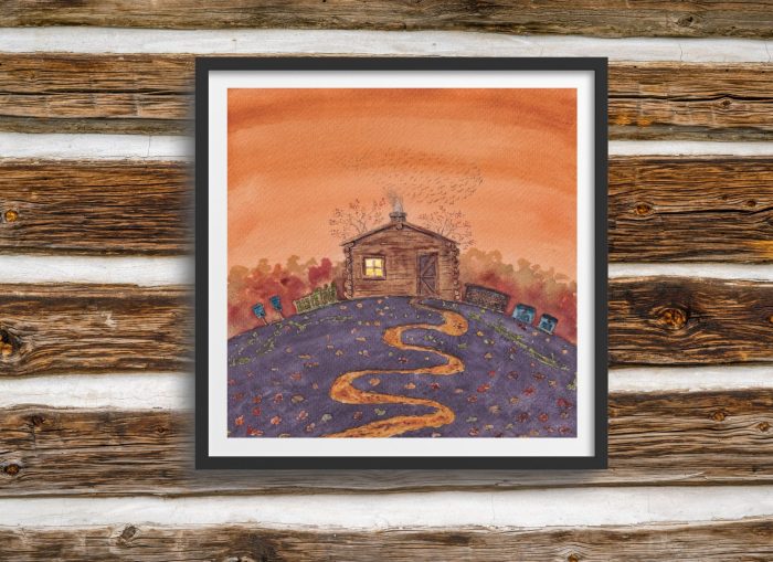 FRAMED Art Print: House on the Hill Series - "Cosy Cabin"