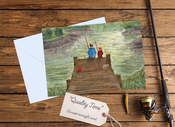 "Quality Time": 10 Folded Cards TWO SIZES (white envelopes)