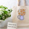 Tote Bag: Wildflower Jug - Linocut Style - Image 4