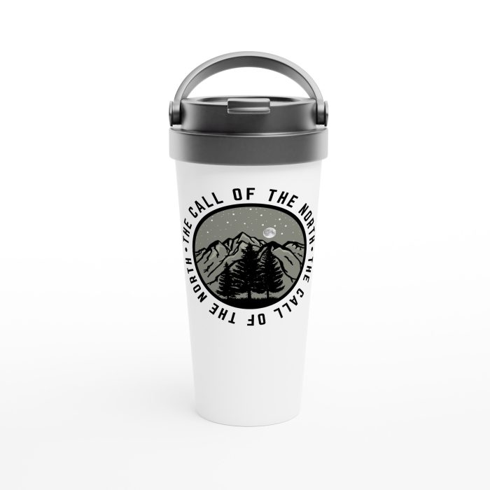 Stainless Steel Travel Mug: "The Call of the North" - Nighttime