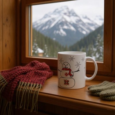 Ceramic Mug: "Woolly Scarf Snowman"