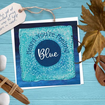 "Feeling Blue": 10 Folded Cards (white envelopes)