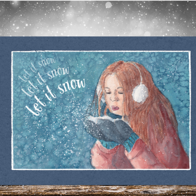 xmas "Let it Snow" (US & CA): 10 Folded Cards (white envelopes)