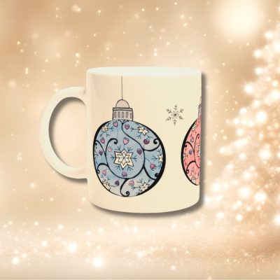 Ceramic Mug: "Cute Christmas Baubles"